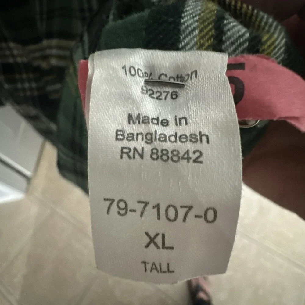 KingSize Men's Green Plaid Flannel Shirt Size‎ Tall XLT